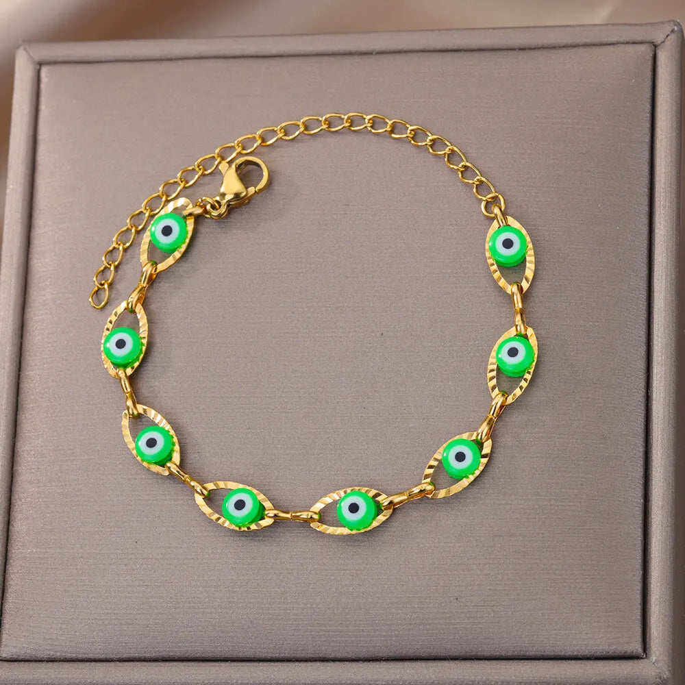 Pulsera Ojo Arcoíris · Verde