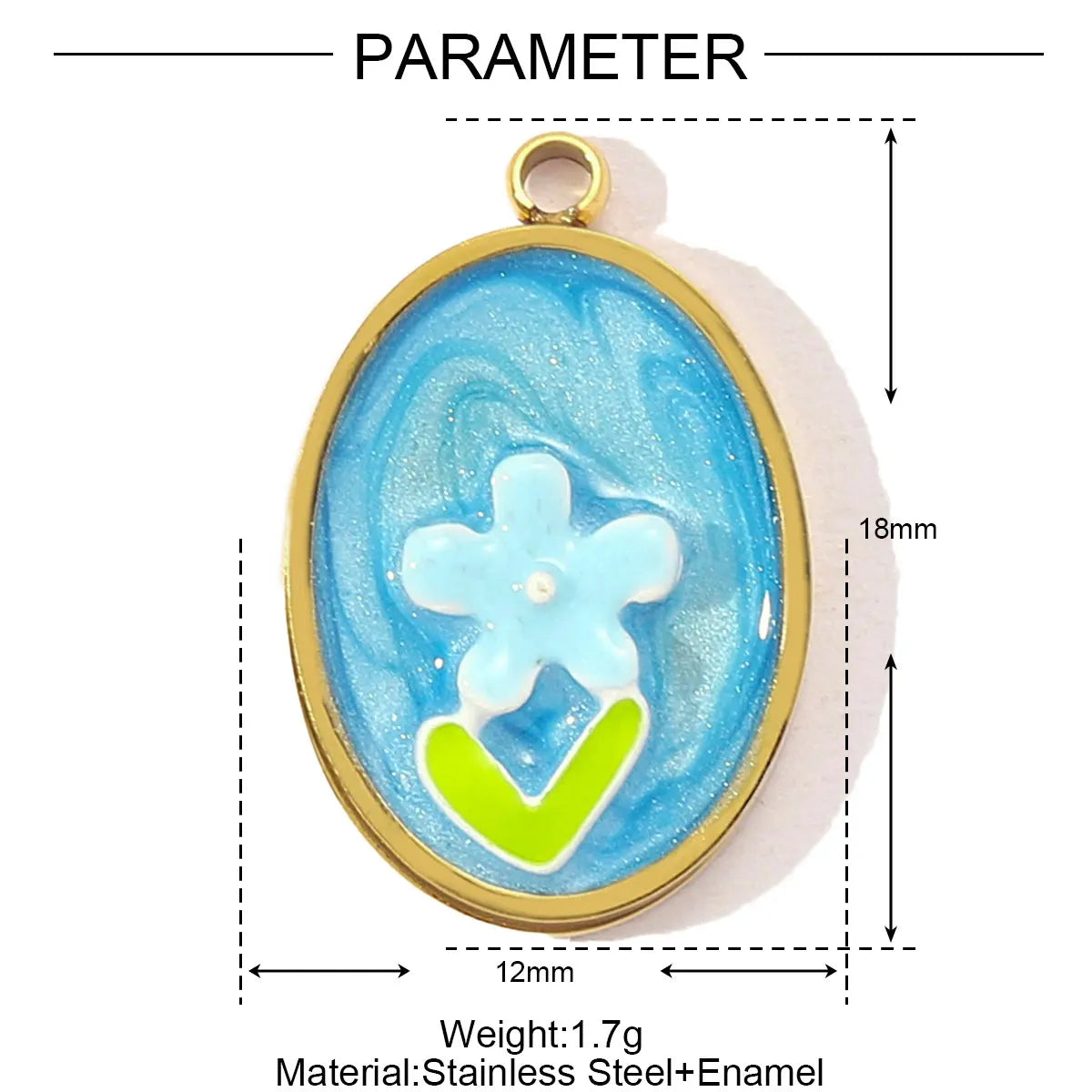 Charm Corazón Degradado · Flor azul