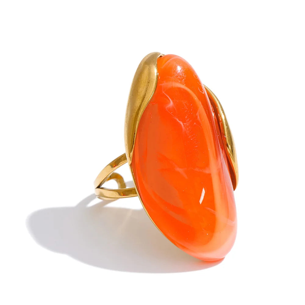 Anillo Resina Mix · Naranja