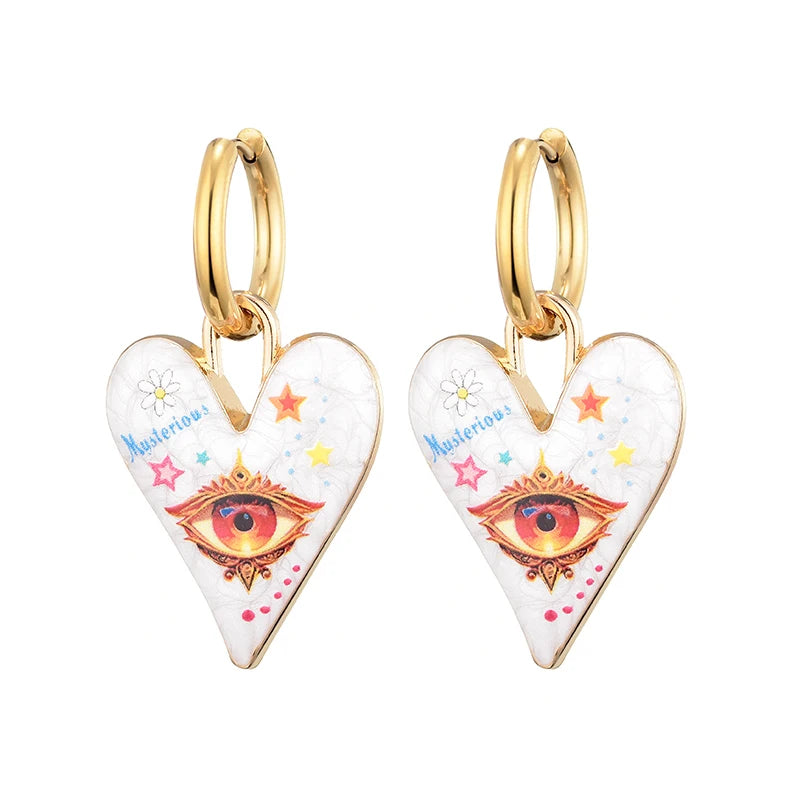 Arracadas Ojo y Corazón · Ojo coral