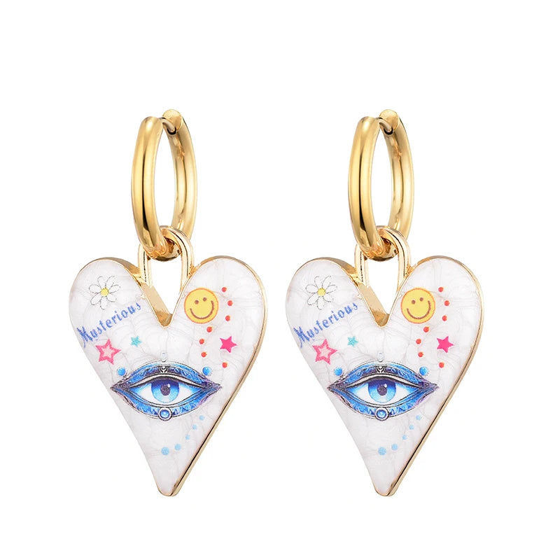 Arracadas Ojo y Corazón · Ojo celeste