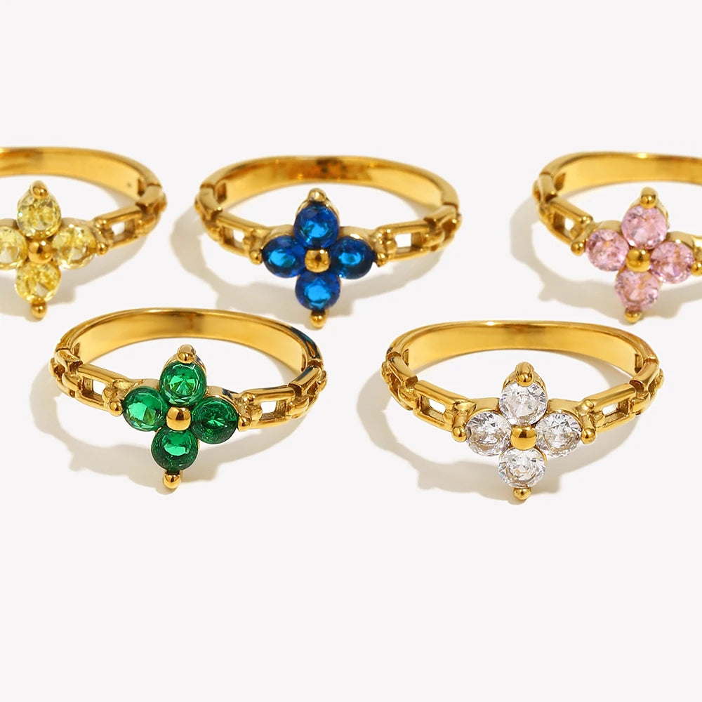 Anillo Flores Brillo