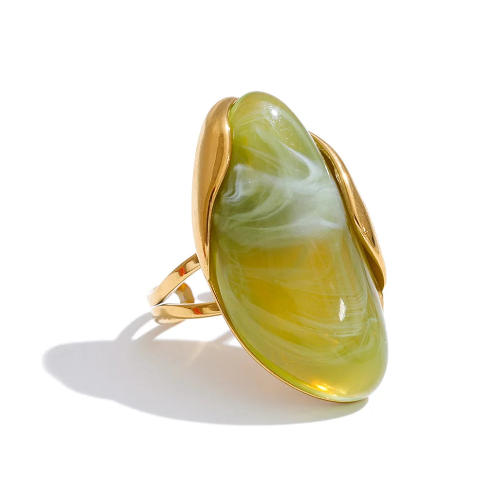 Anillo Resina Mix · Verde