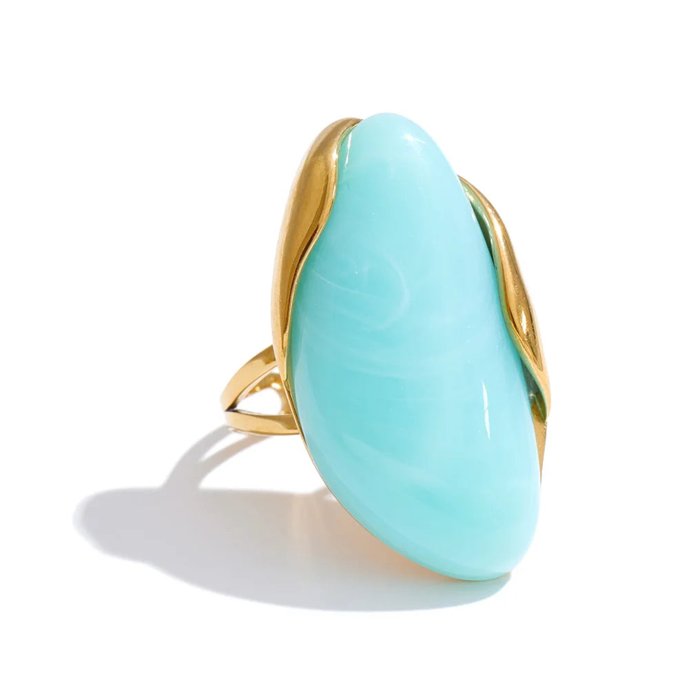 Anillo Resina Mix · Celeste