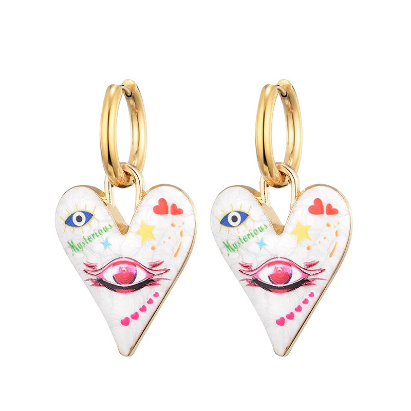 Arracadas Ojo y Corazón · Ojo rosa